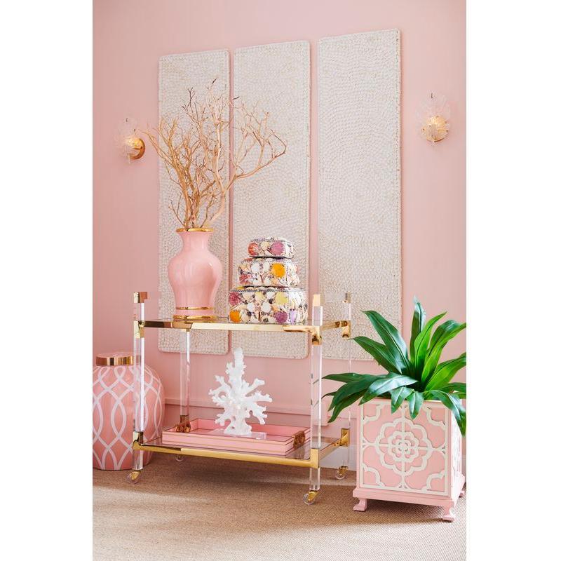 Acrylic Brass Frame Bar Cart