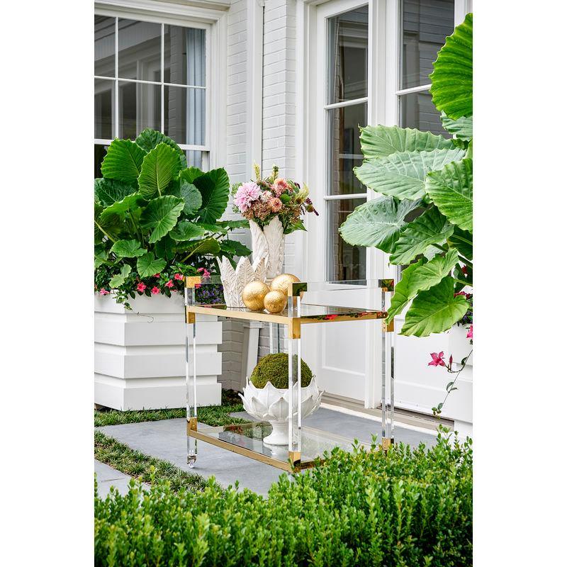 Acrylic Brass Frame Bar Cart
