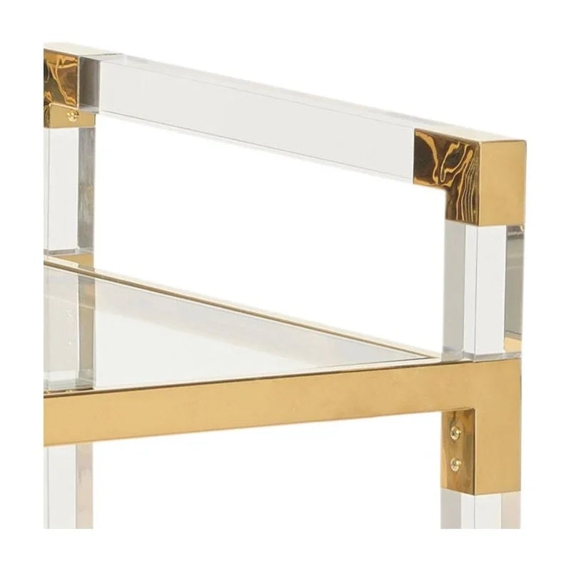 Acrylic Brass Frame Bar Cart