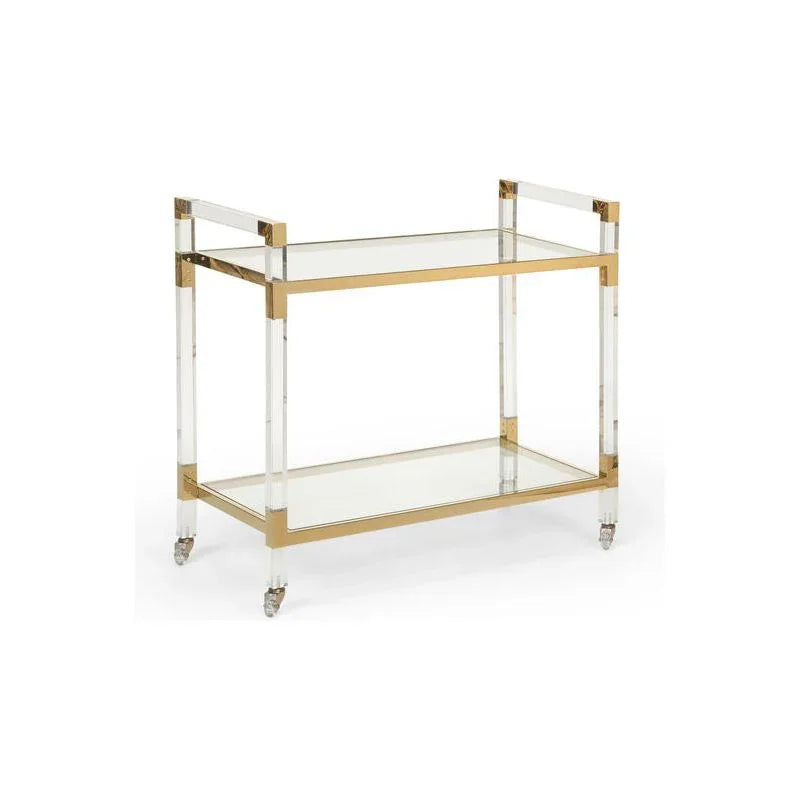 Acrylic Brass Frame Bar Cart