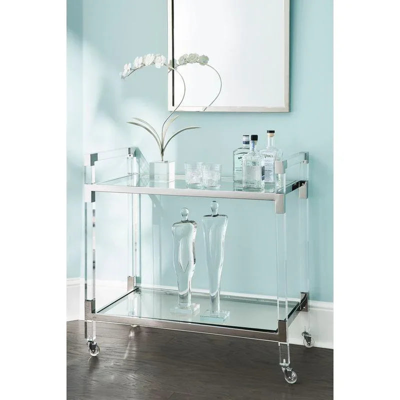 Acrylic Nickel Frame Modern Bar Cart