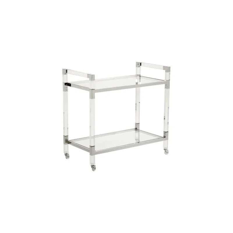 Acrylic Nickel Frame Modern Bar Cart