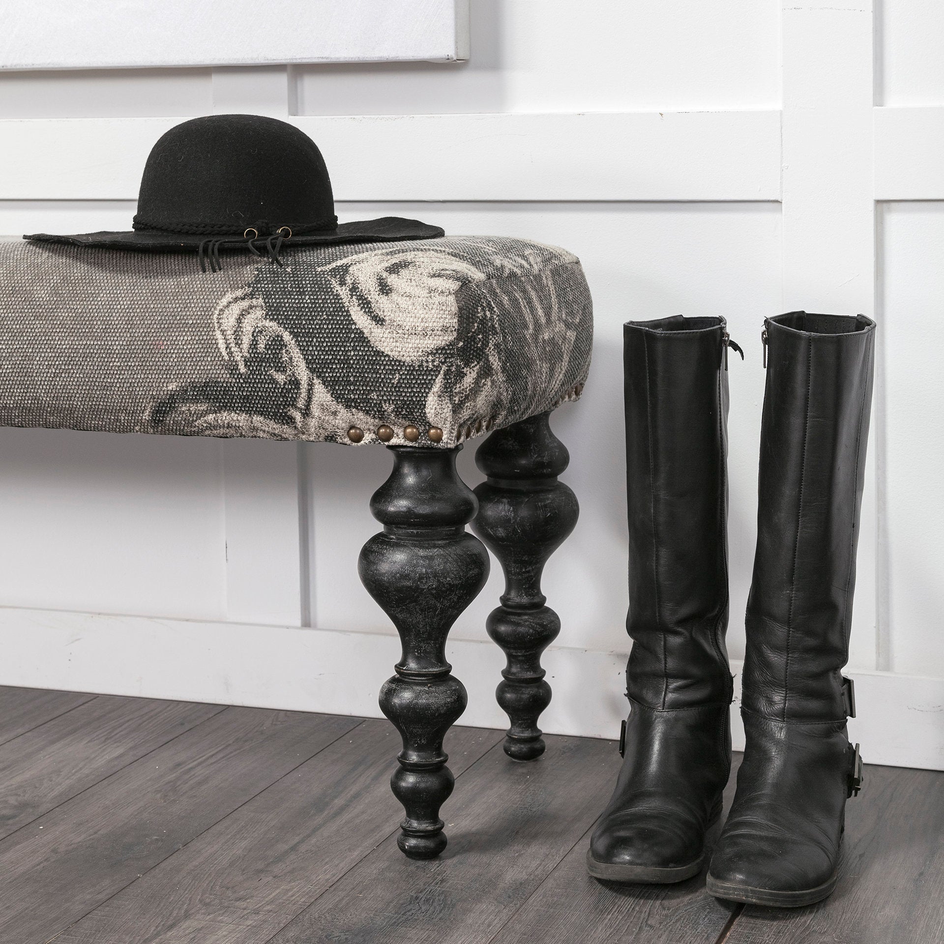 Grey Fabric Bedroom Bench