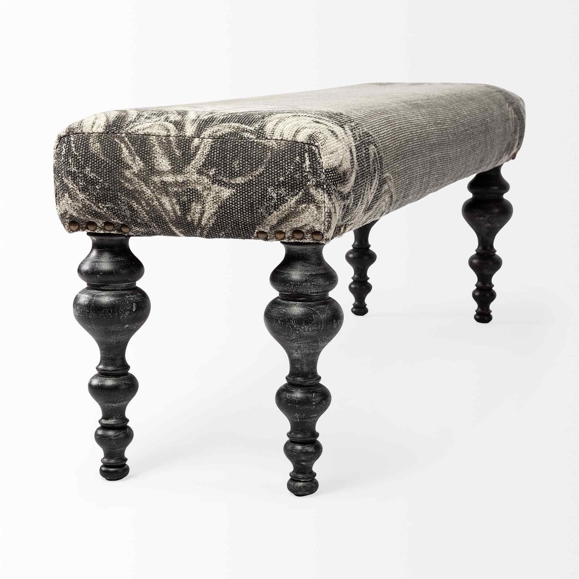 Grey Fabric Bedroom Bench