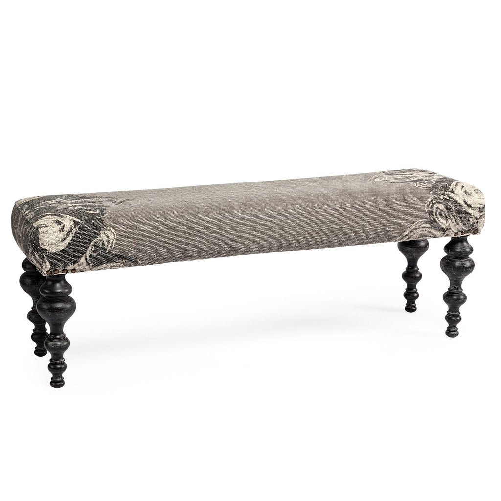 Grey Fabric Bedroom Bench