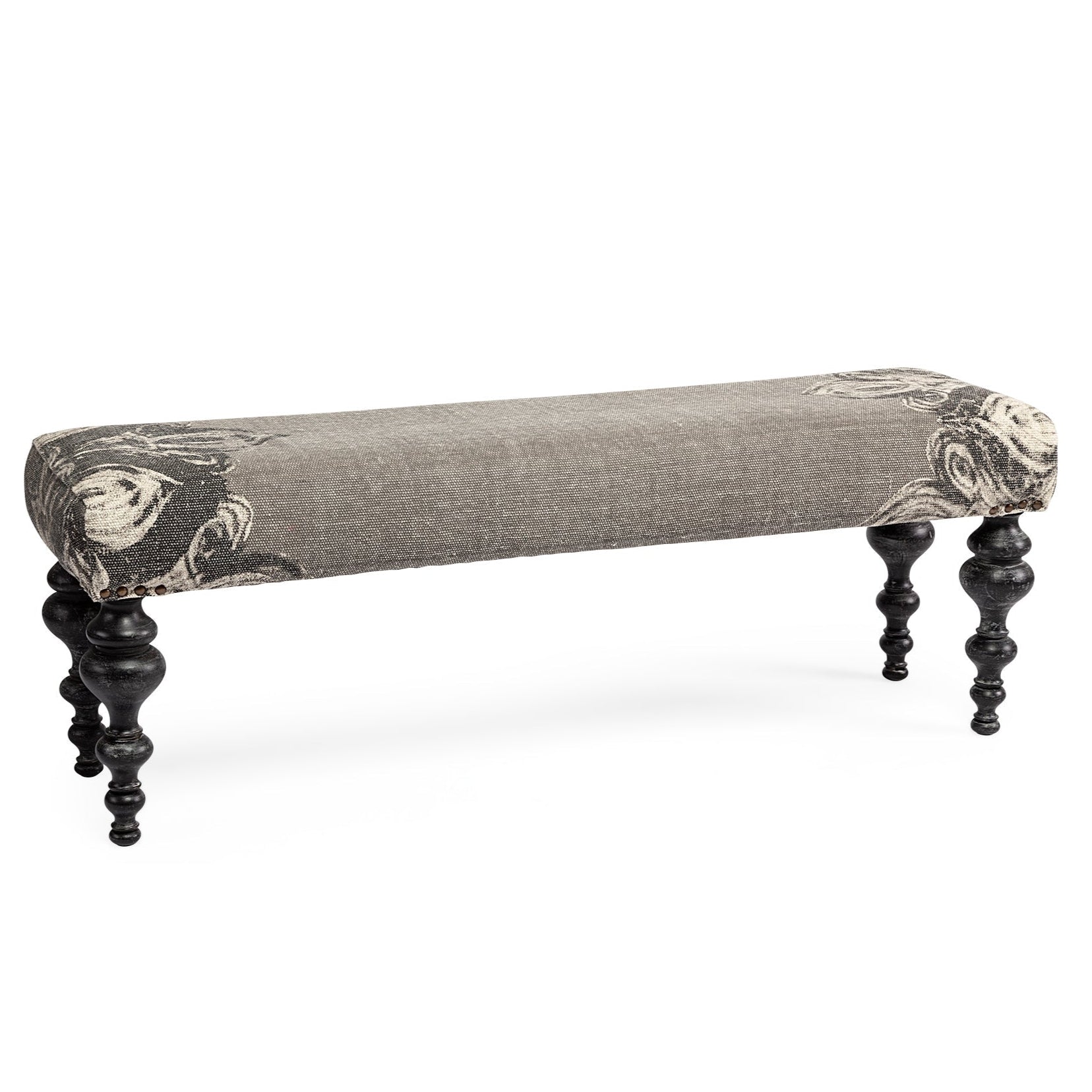 Grey Fabric Bedroom Bench