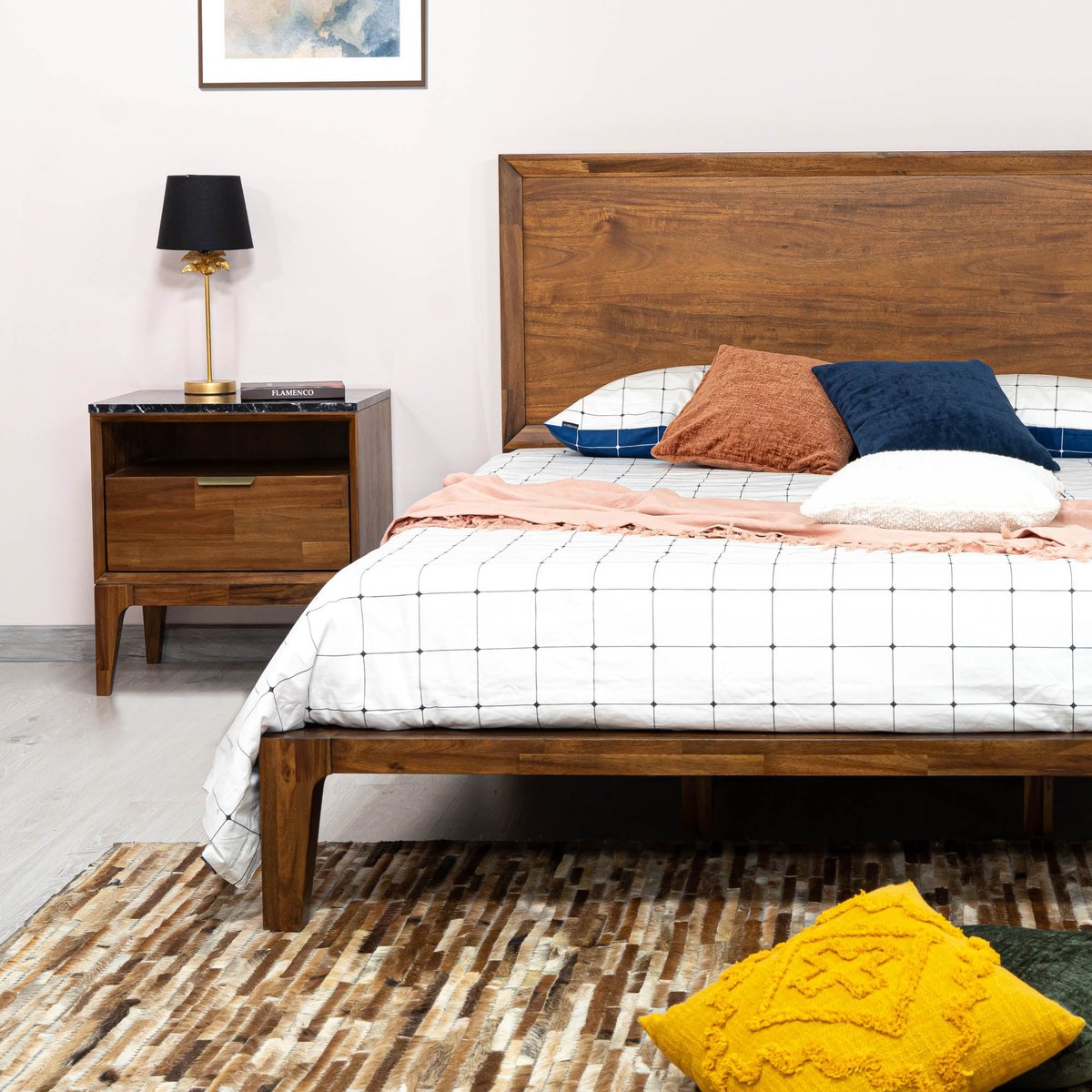 One Drawer Wood Nightstand