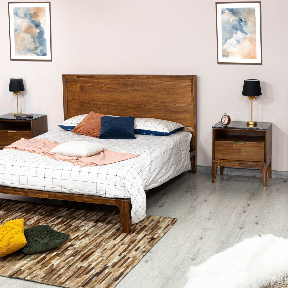 One Drawer Wood Nightstand