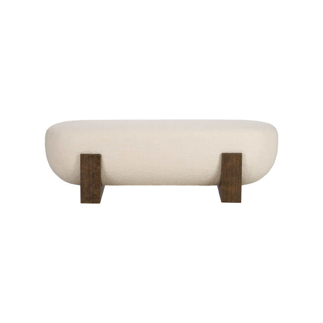 White Boucle Bedroom Bench