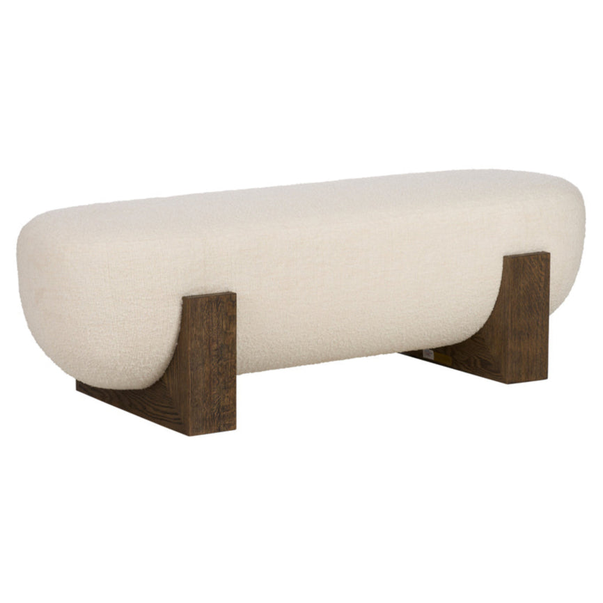 White Boucle Bedroom Bench