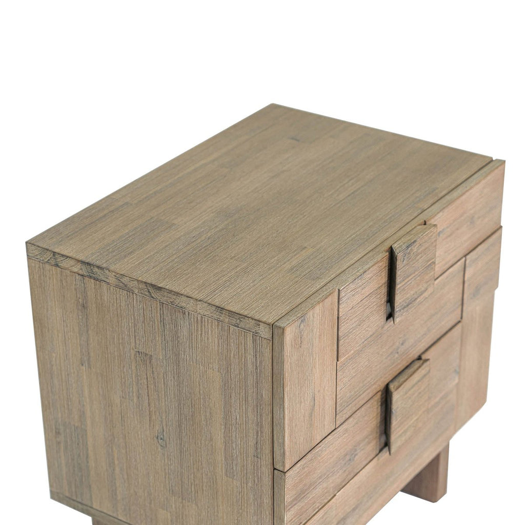 Two Drawers Wood Nightstand