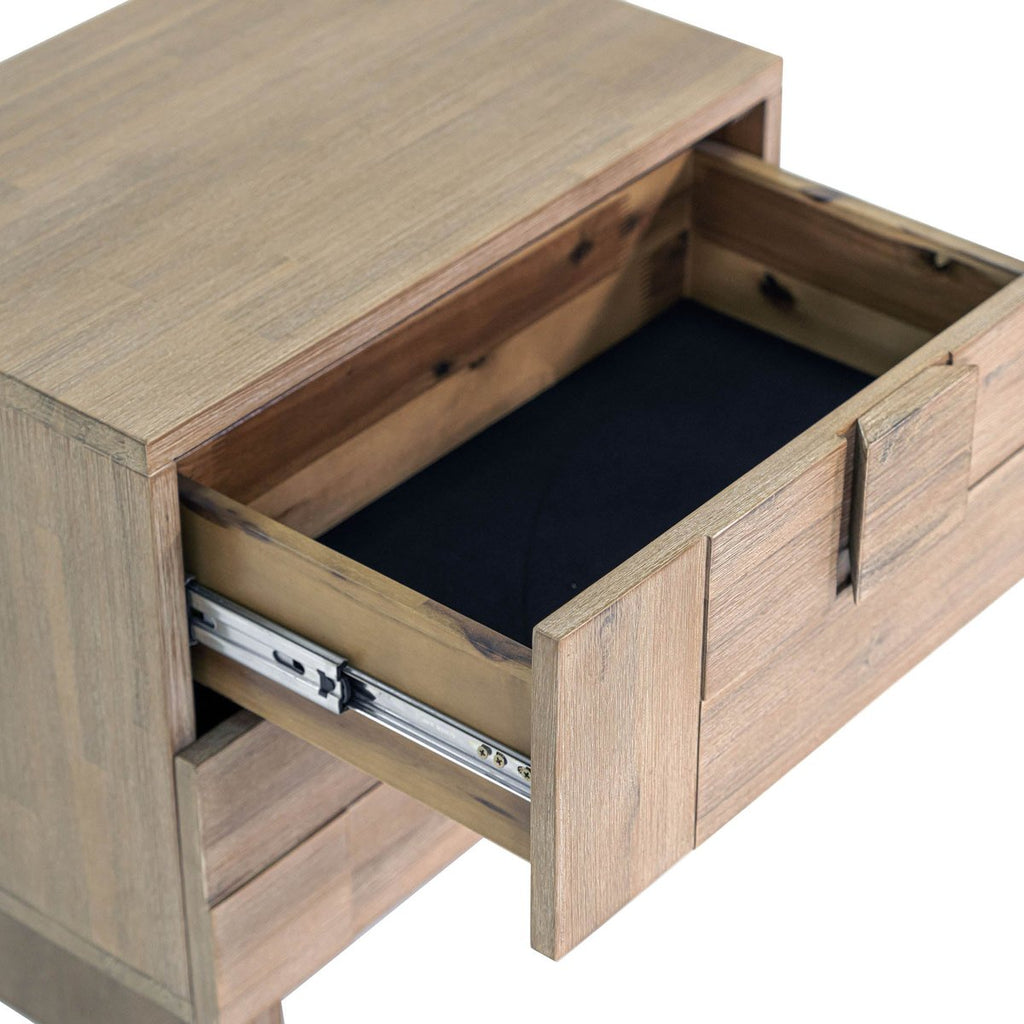 Two Drawers Wood Nightstand