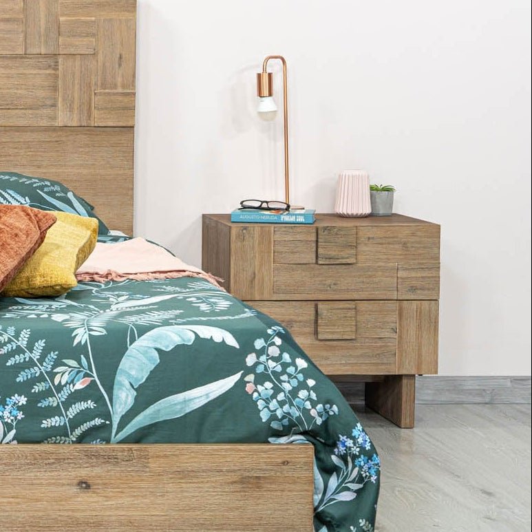Two Drawers Wood Nightstand