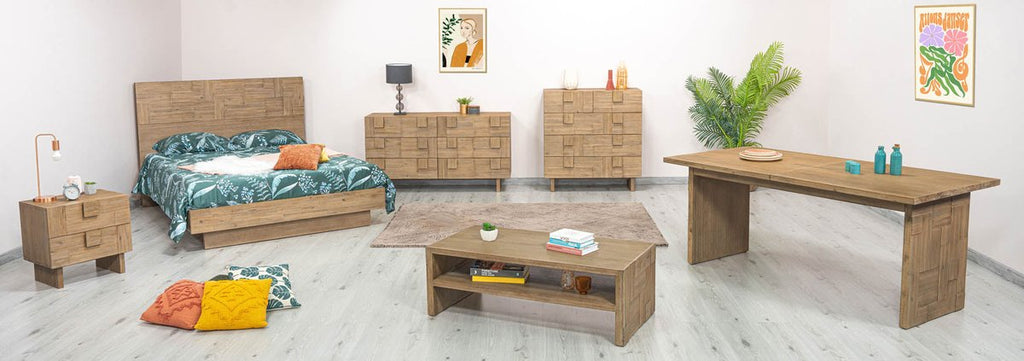 Two Drawers Wood Nightstand