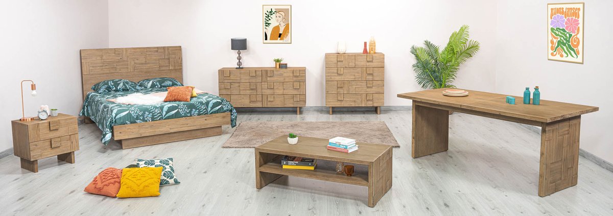 Two Drawers Wood Nightstand