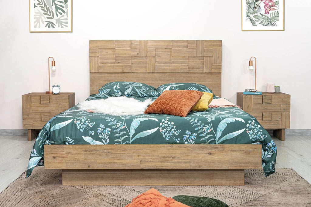 Two Drawers Wood Nightstand