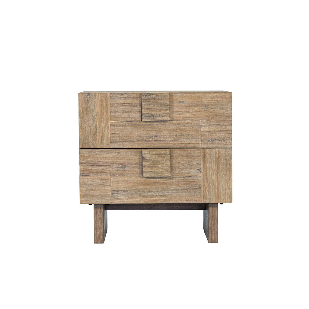 Two Drawers Wood Nightstand