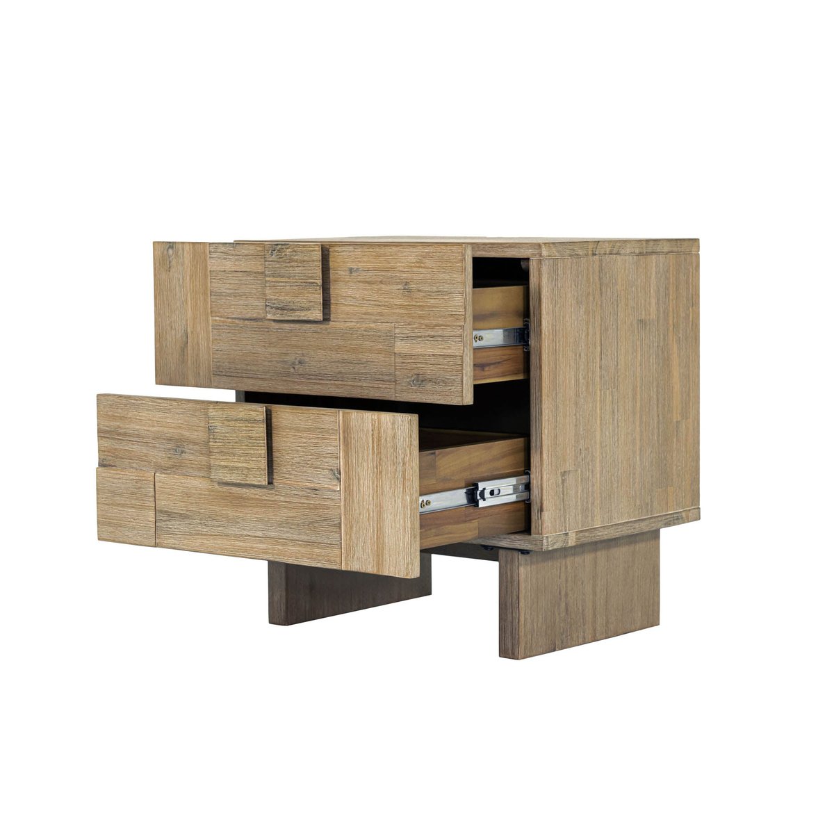 Two Drawers Wood Nightstand