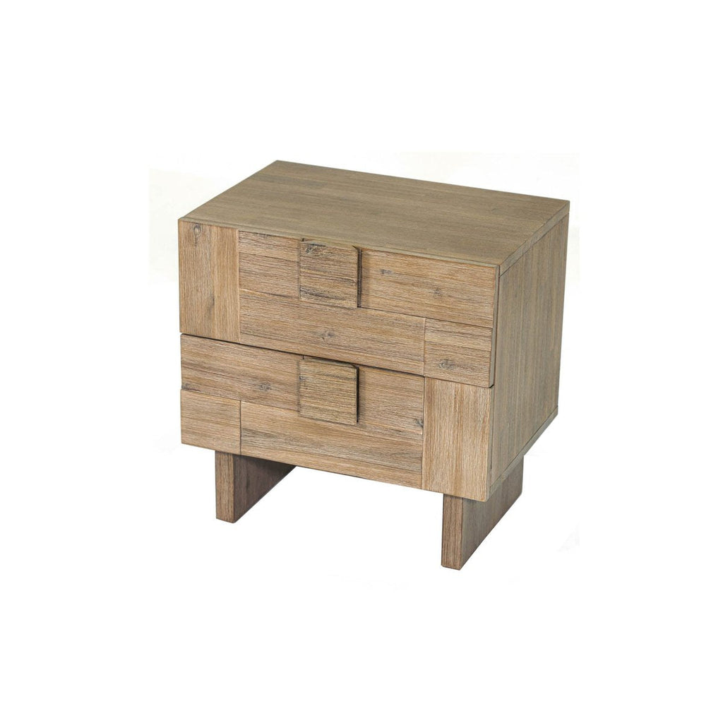 Two Drawers Wood Nightstand