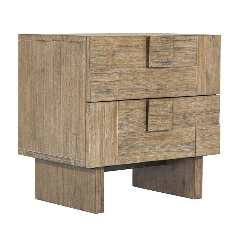 Two Drawers Wood Nightstand