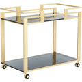 Bar Cart Black Glass Shelves