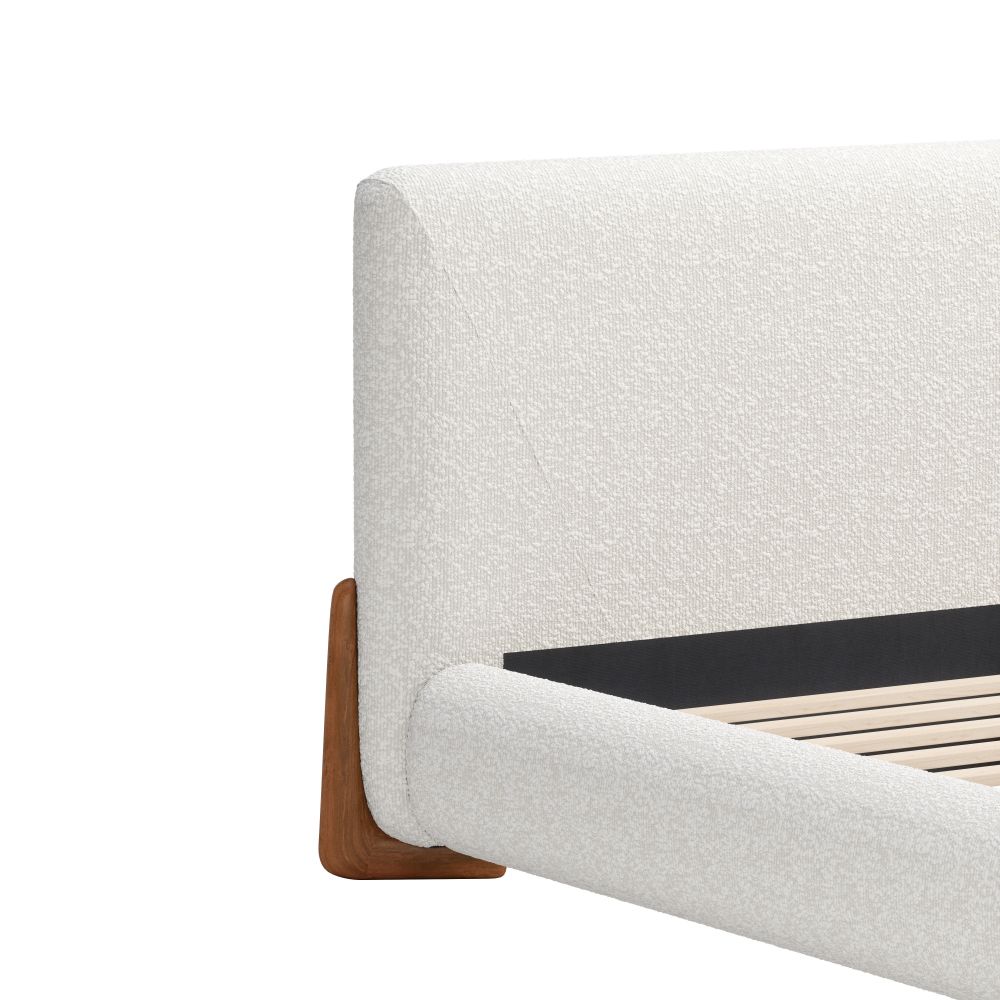 Ivory Textured Fabric Bed