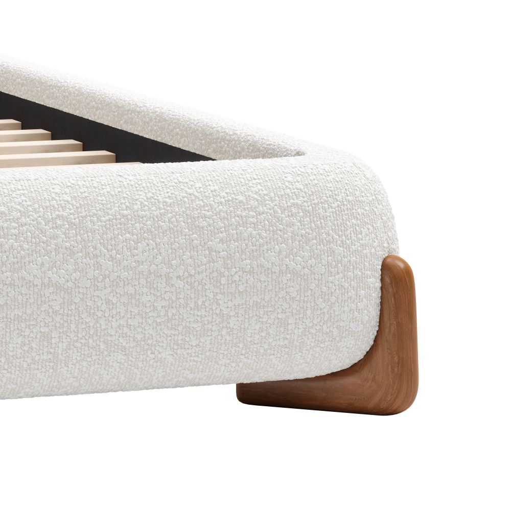 Ivory Textured Fabric Bed