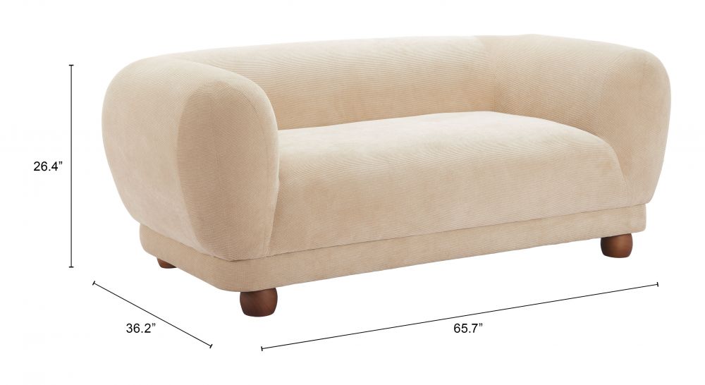 Cream Fabric Loveseat