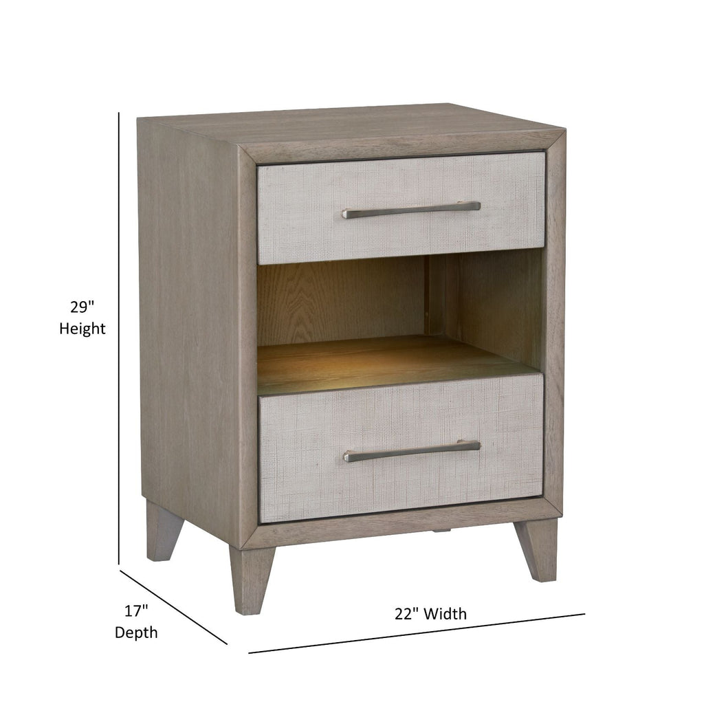 Two Drawers Wood Nightstand