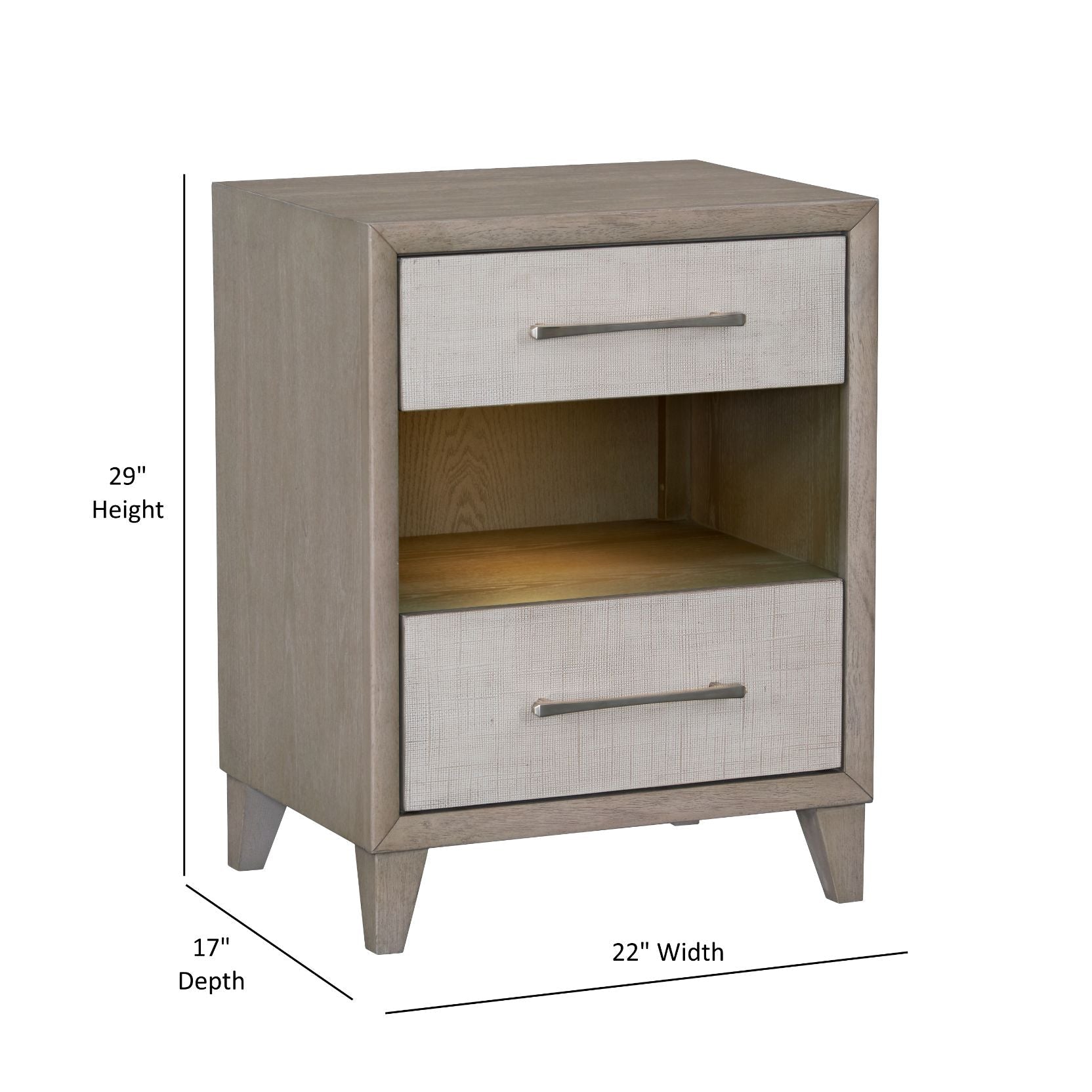 Two Drawers Wood Nightstand