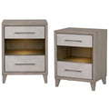 Two Drawers Wood Nightstand