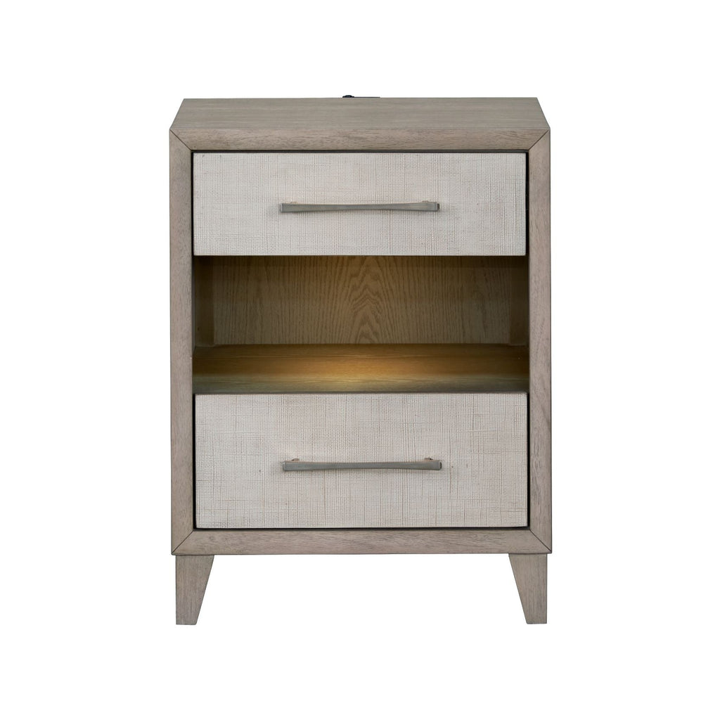 Two Drawers Wood Nightstand