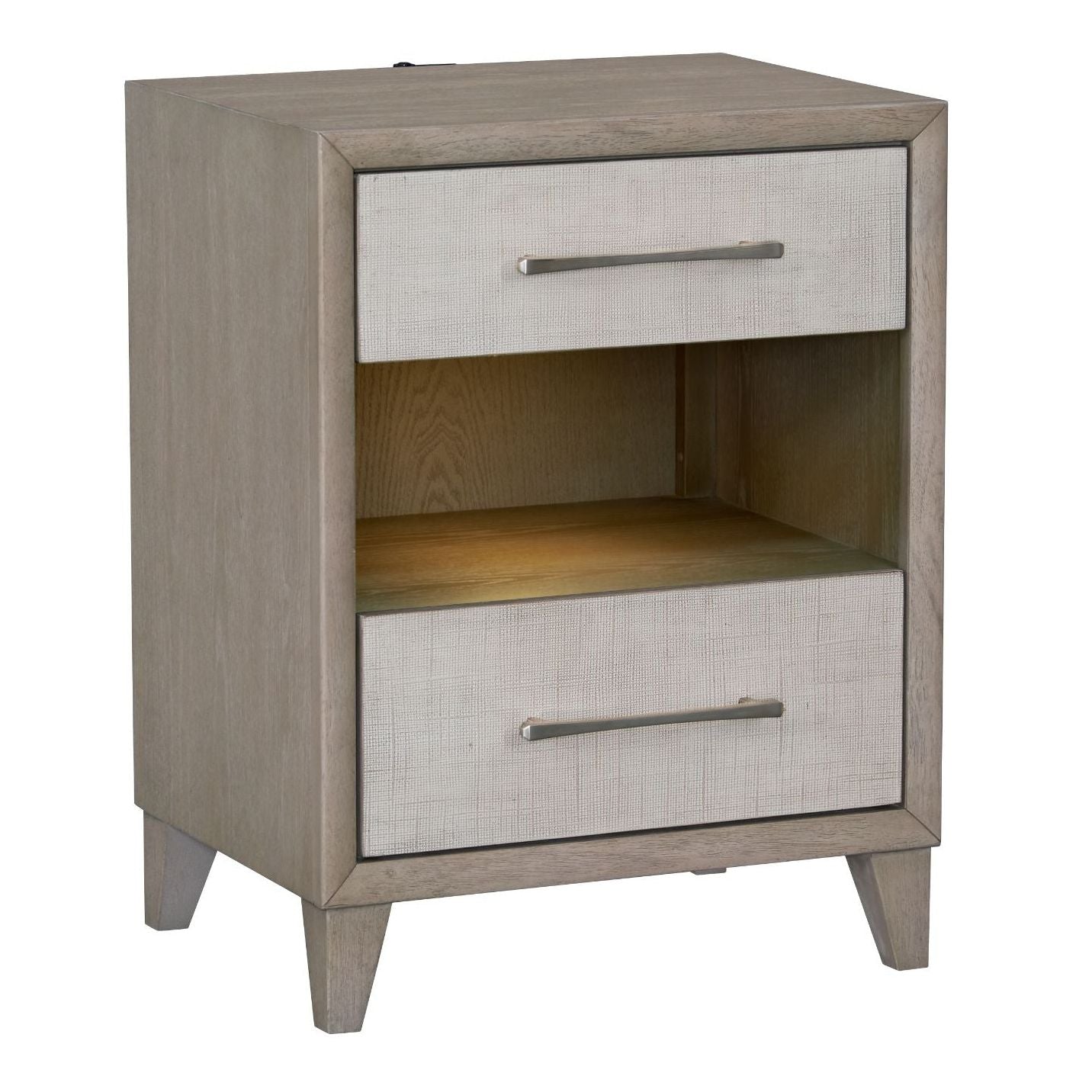 Two Drawers Wood Nightstand