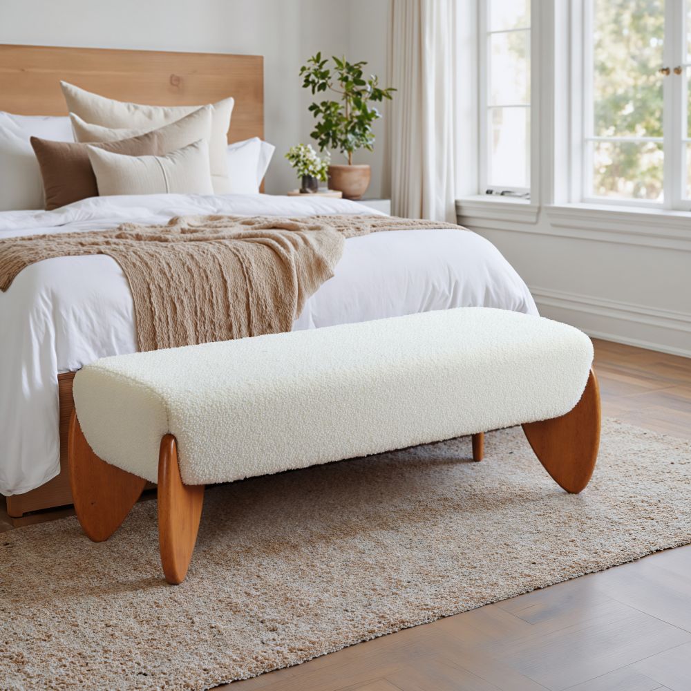 Textured Fabric Bedroom Bench