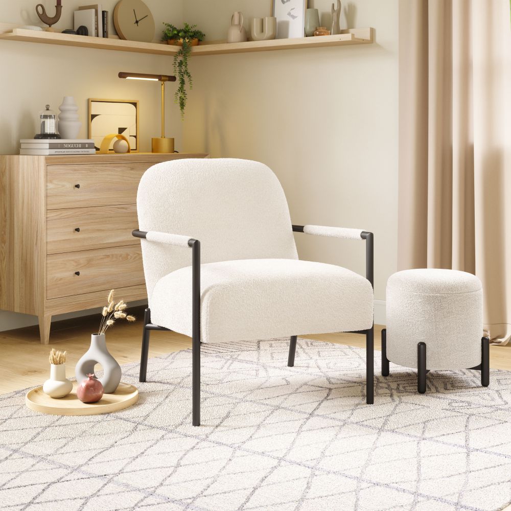 Ivory Fabric Accent Chair