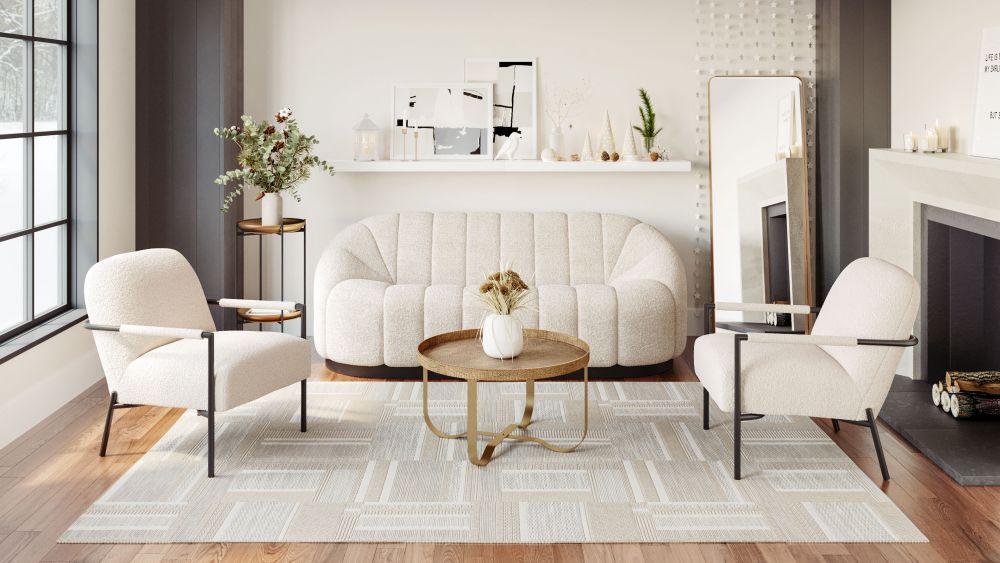Ivory Fabric Accent Chair