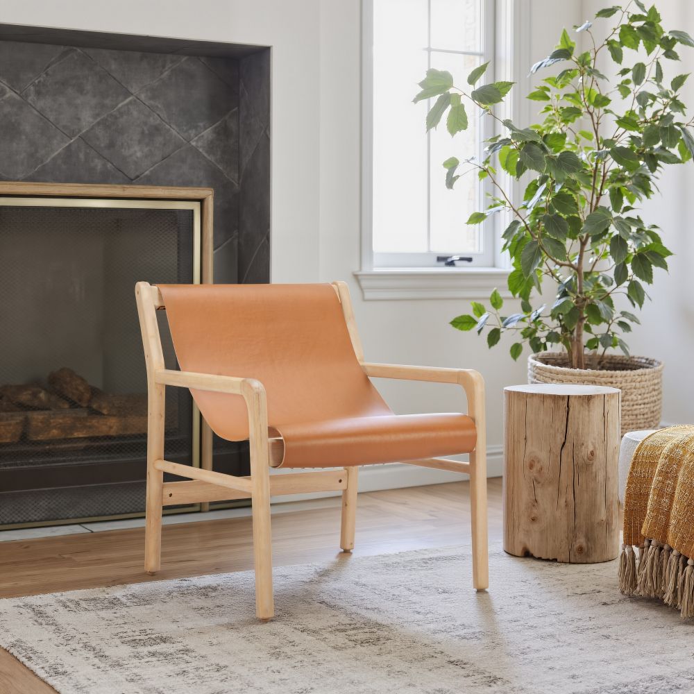 Tan Leather Accent Chair