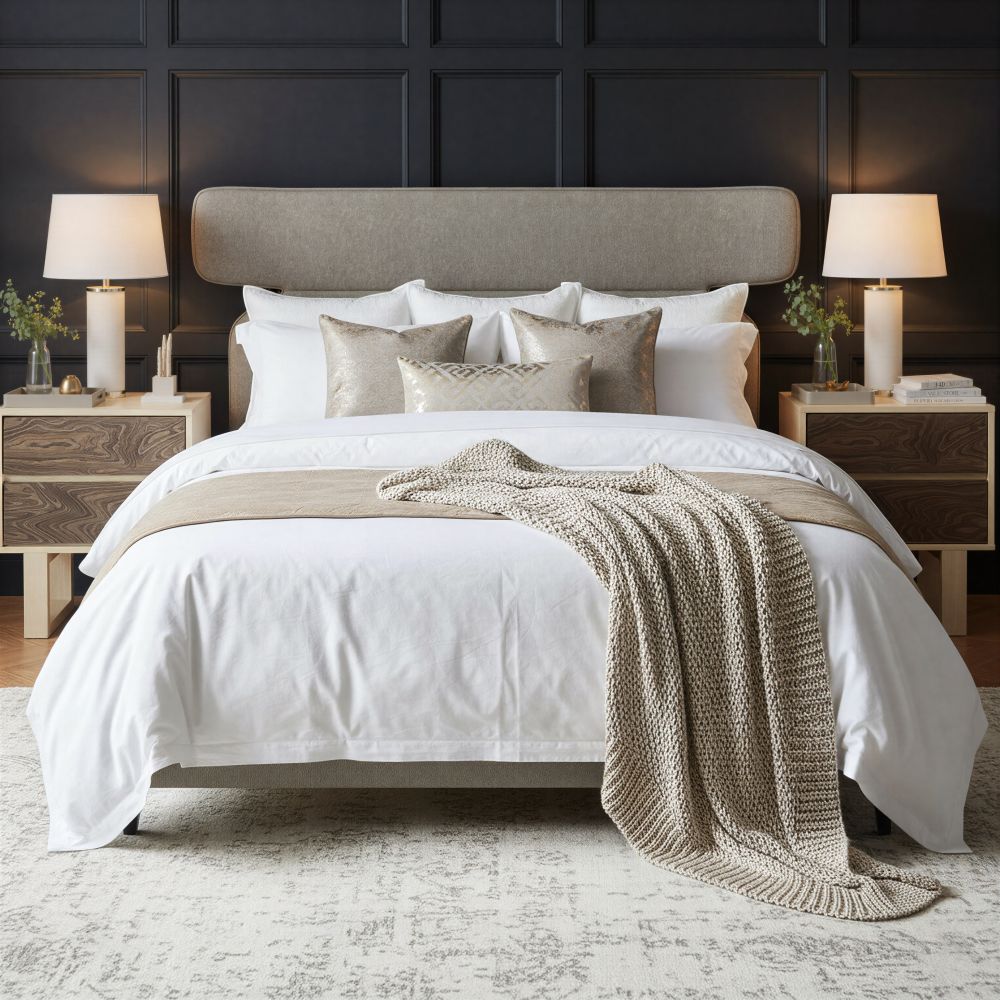 Grey Fabric Bed