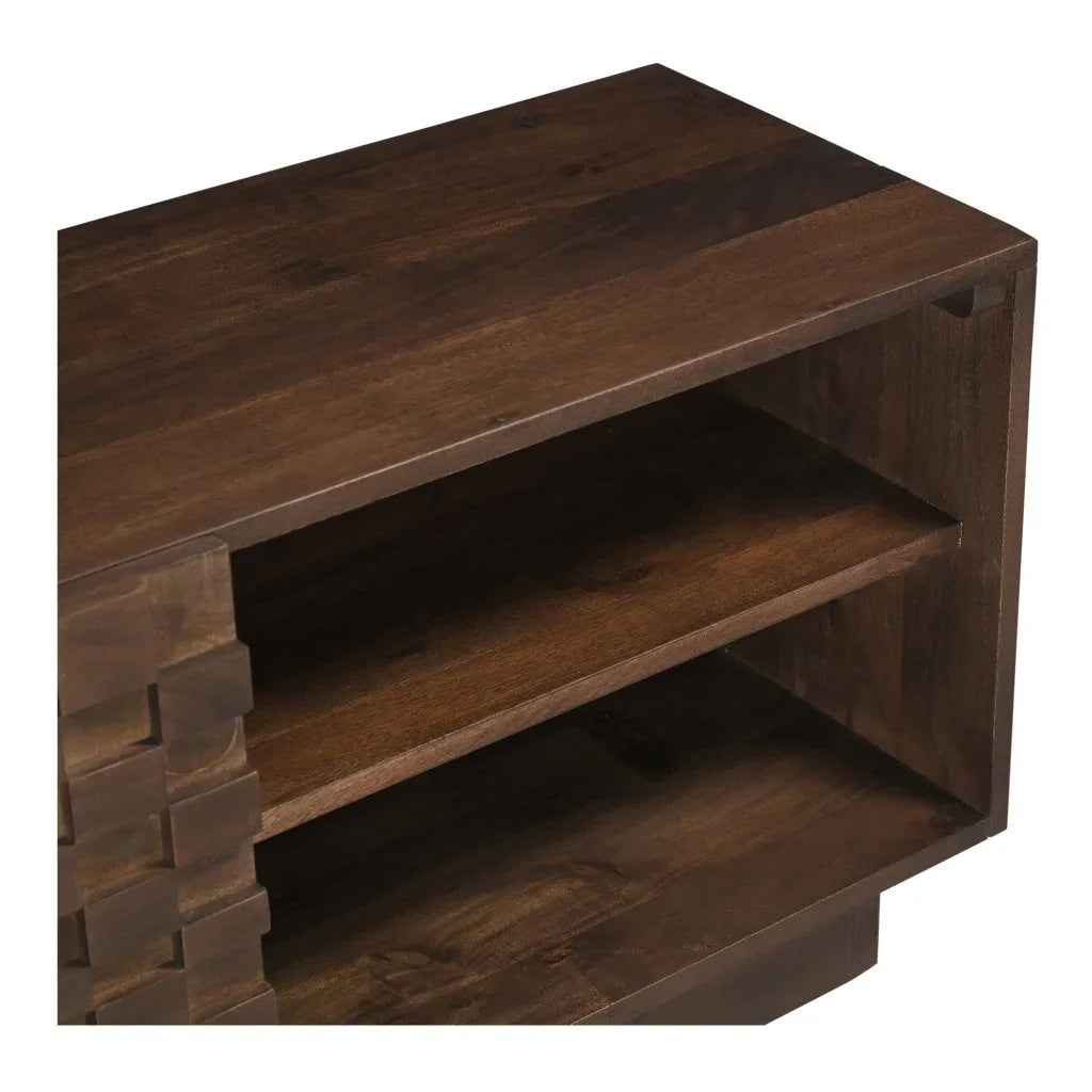 Brown Solid Acacia Wood Media Unit Cabinet
