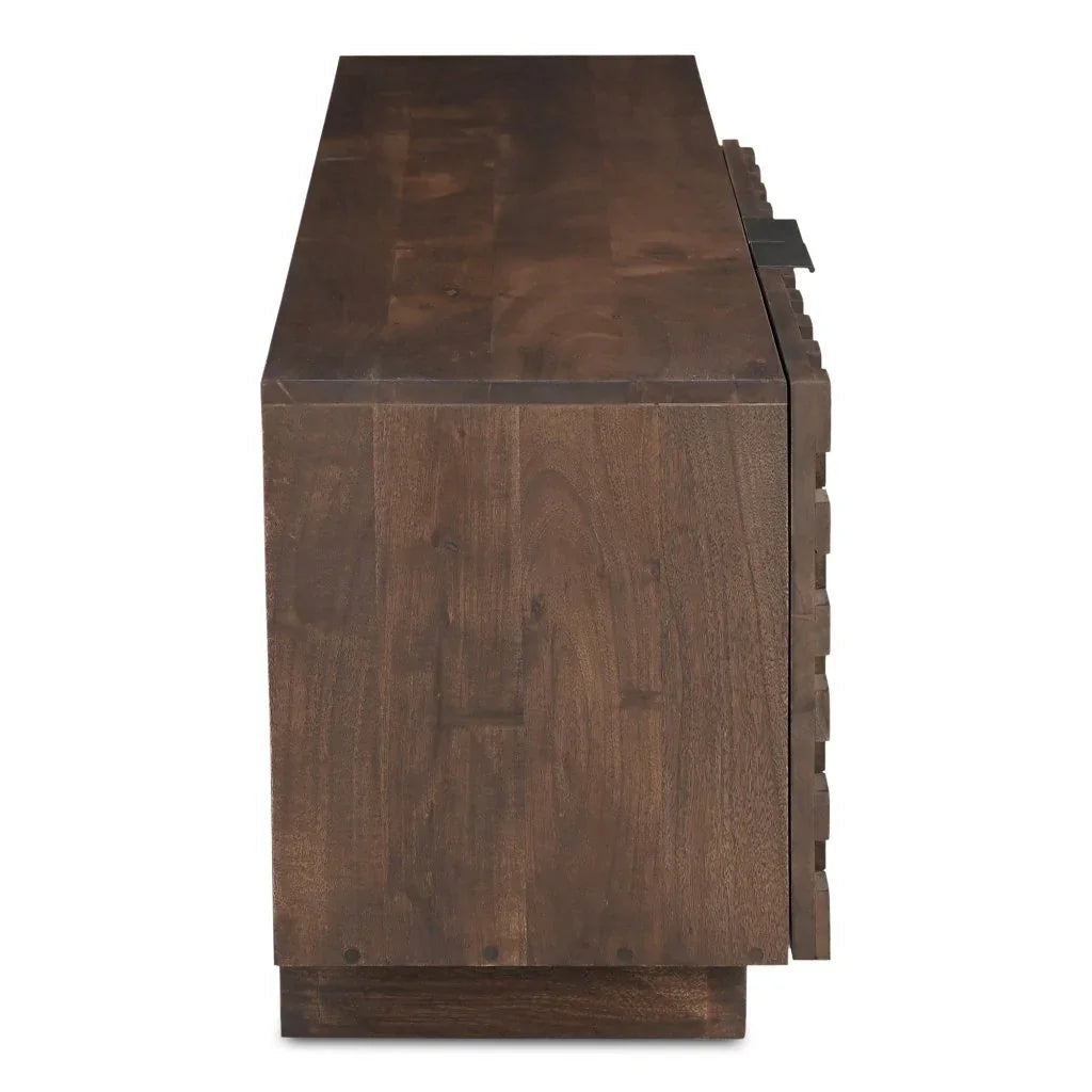 Brown Solid Acacia Wood Media Unit Cabinet