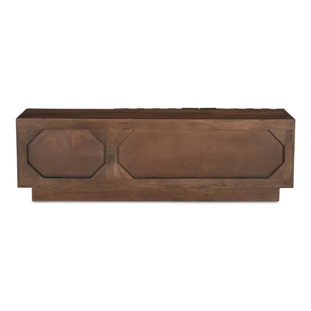 Brown Solid Acacia Wood Media Unit Cabinet