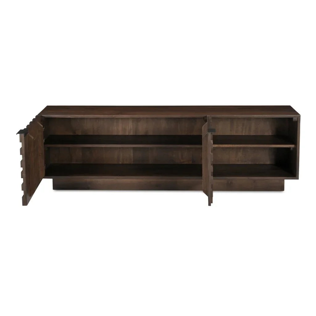 Brown Solid Acacia Wood Media Unit Cabinet