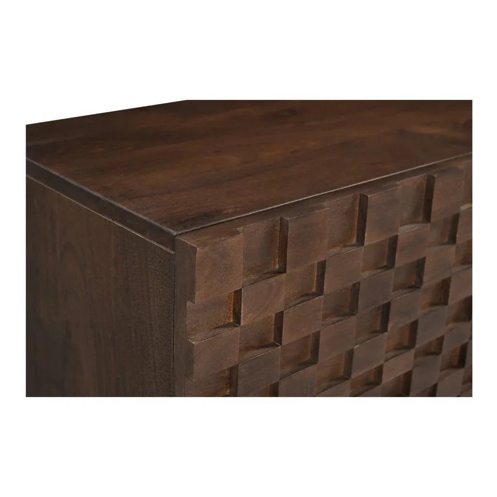 Brown Solid Acacia Wood Media Unit Cabinet