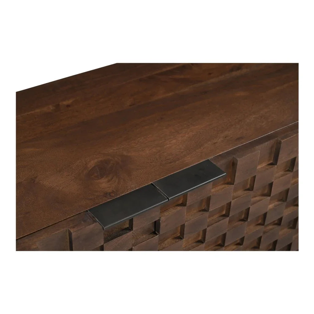 Brown Solid Acacia Wood Media Unit Cabinet
