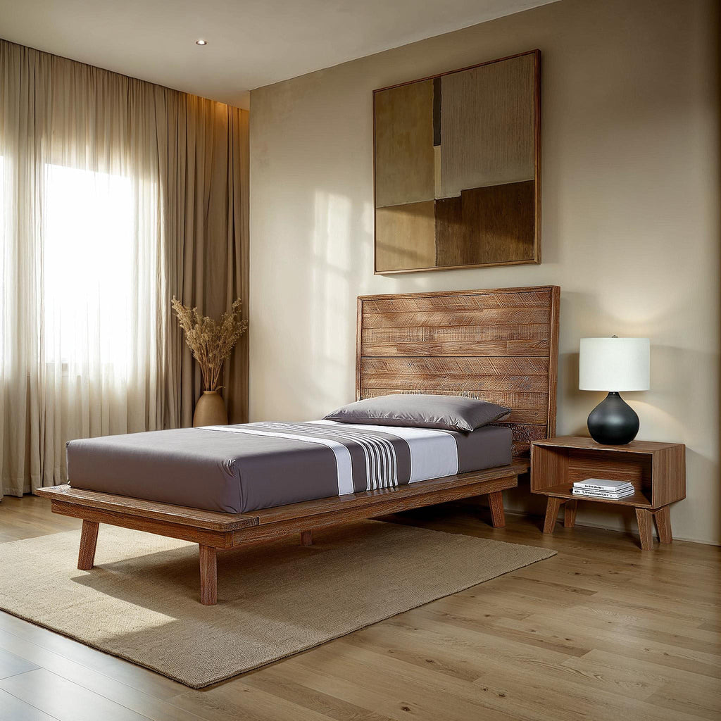 Solid Wooden Brown Bed