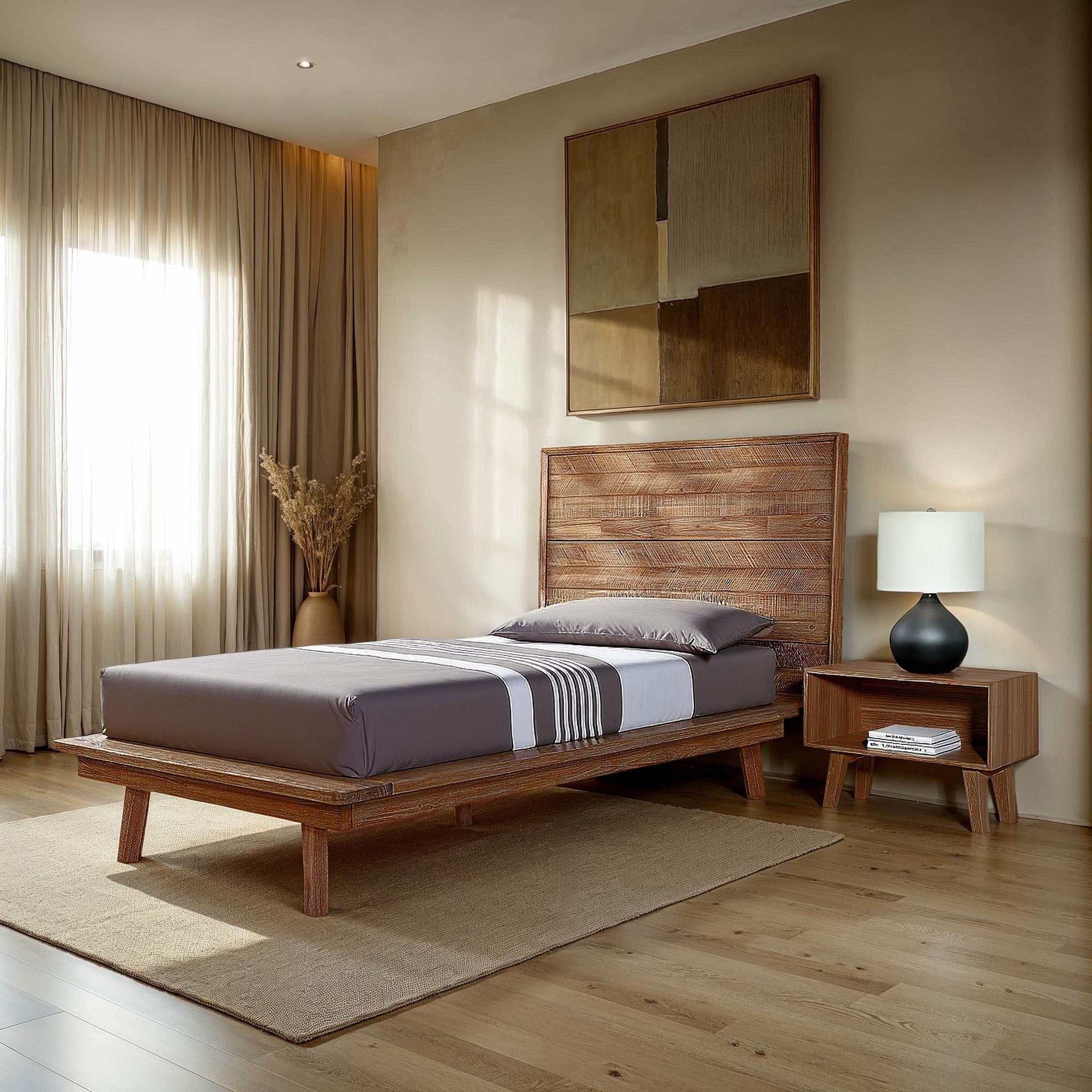 Solid Wooden Brown Bed
