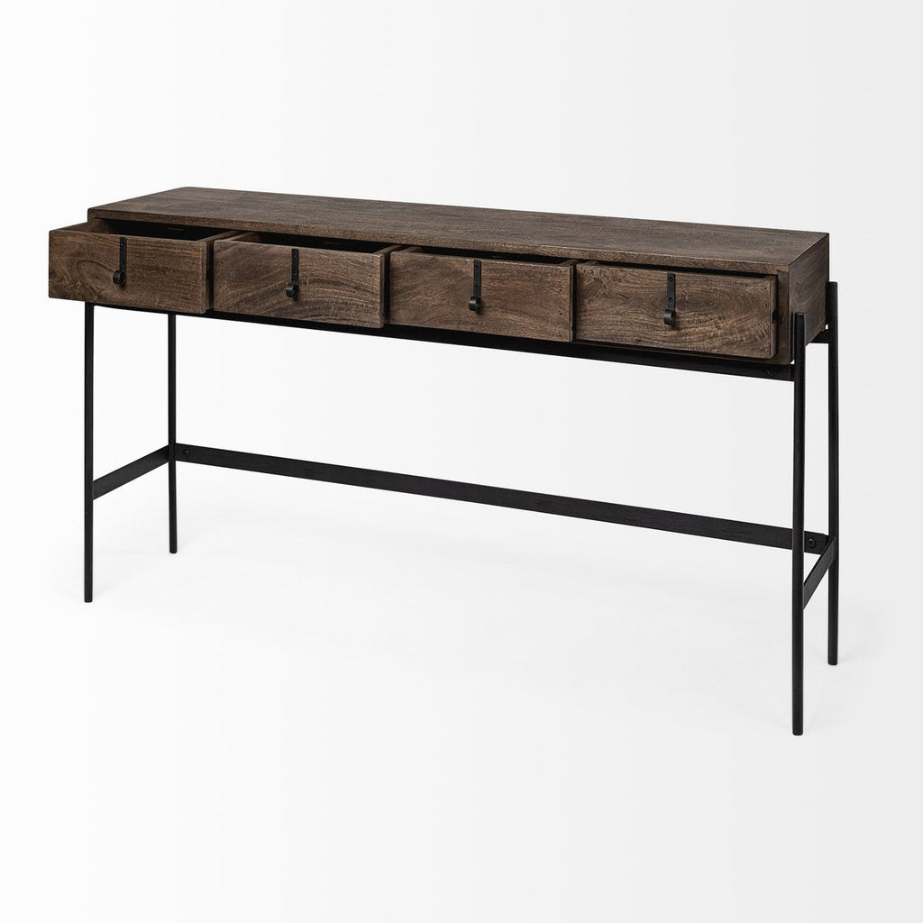 Four Drawers Wood Console Table