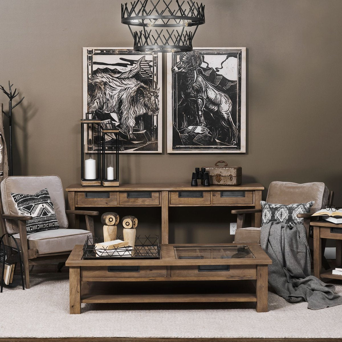 Four Drawers Wooden Console Table