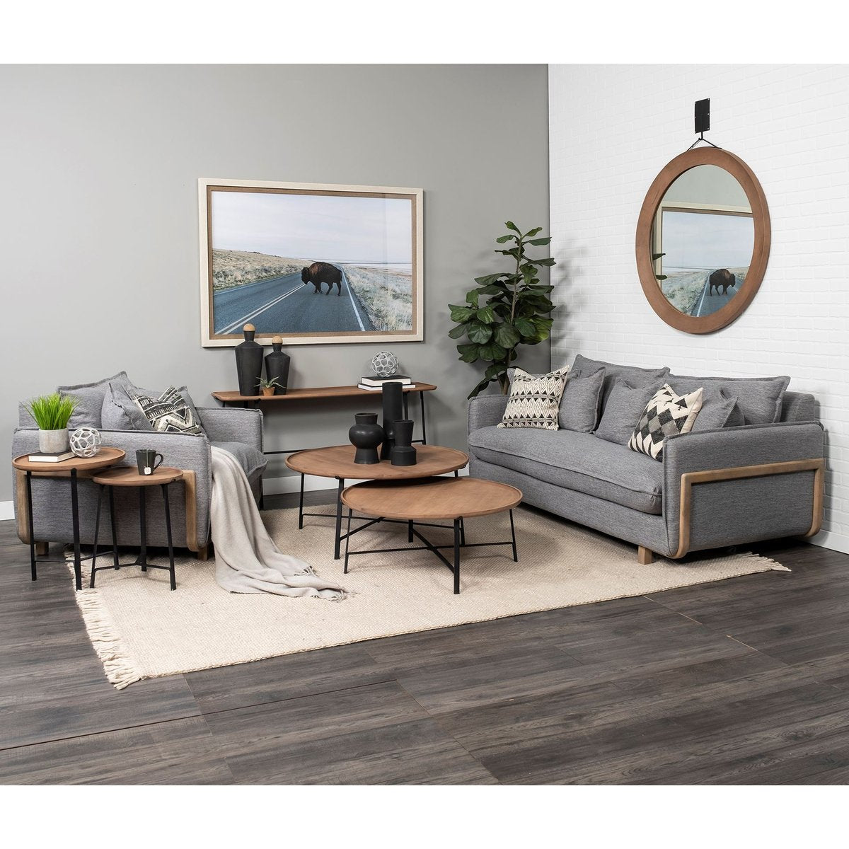 Wood Top Rectangular Console Table