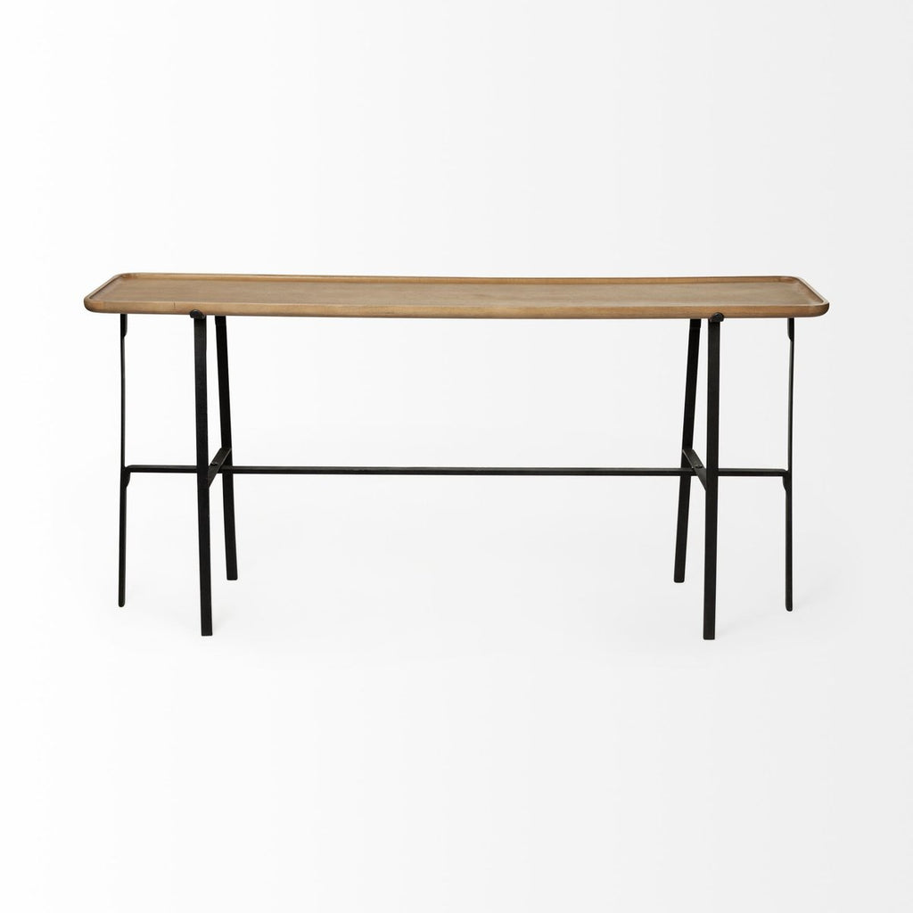 Wood Top Rectangular Console Table